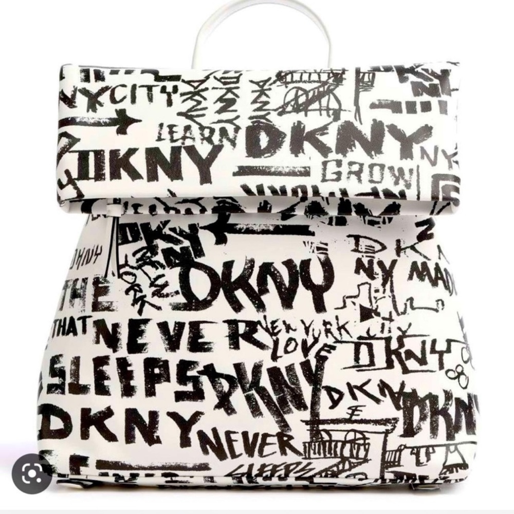 DKNY Black and White Graphic Backpack